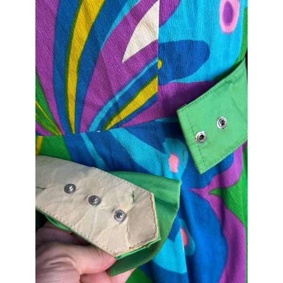 Vintage 1960s Psychedelic Butterfly Maxi Dress Alice Polynesian Fashions Size XS - Picture 10 of 13